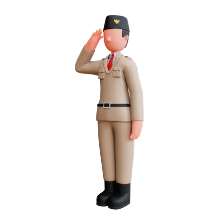 Man Saluting Independence Day  3D Illustration