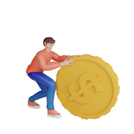 Man saving money 3D Illustration
