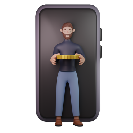 Man saving online  3D Illustration