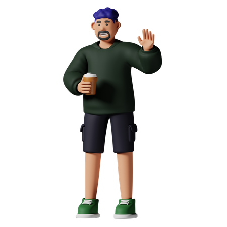 Man say hi  3D Illustration