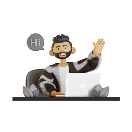 Man Say Hi  3D Illustration