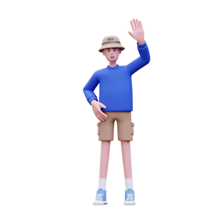 Man Saying Hello  3D Illustration