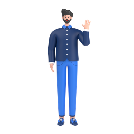 Man saying hello with waving hand  3D Illustration