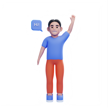 Man saying hi  3D Illustration