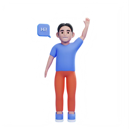 Man saying hi  3D Illustration