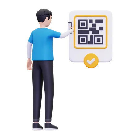 Man Scanning Barcodes Using A Smartphone  3D Illustration