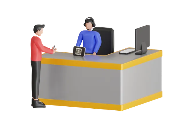Man Scanning  Payment code  3D Icon