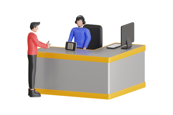 Man Scanning  Payment code  3D Icon