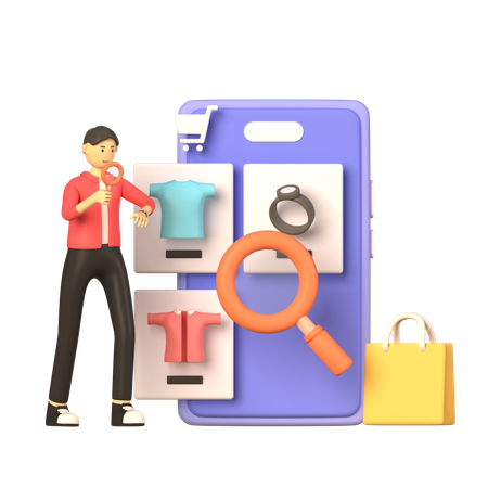 Man Search For Products On App  3D Illustration