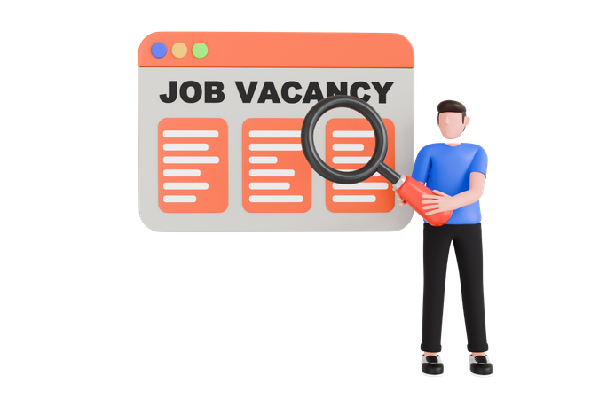 Man Search Job Vacancy  3D Illustration