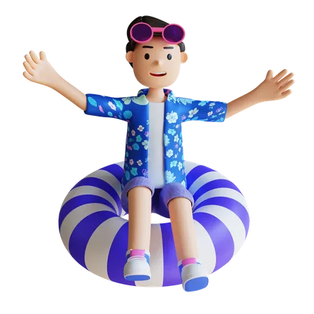 Man Wearing A Beach Buoy 3D Illustration