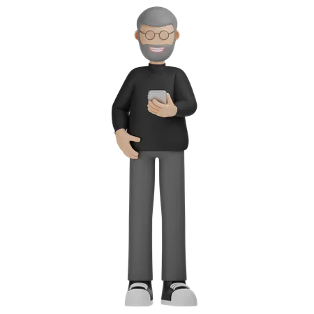 3 D Character Man See Phone 3D Illustration