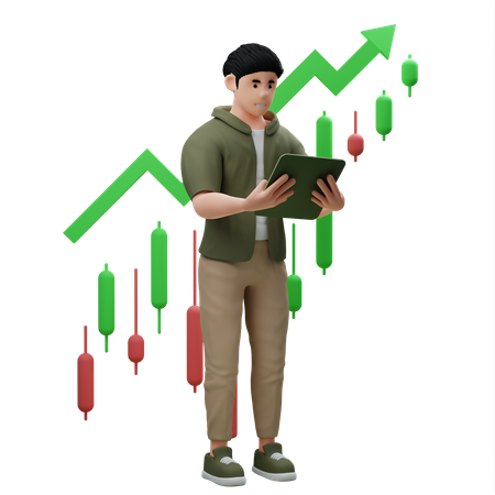 Man Seeing Trading Graph  3D Illustration