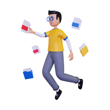 Man selecting file type  3D Illustration