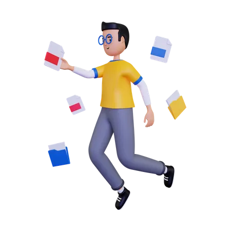 Man selecting file type  3D Illustration