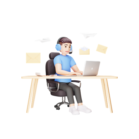 Man Sending Emails  3D Icon