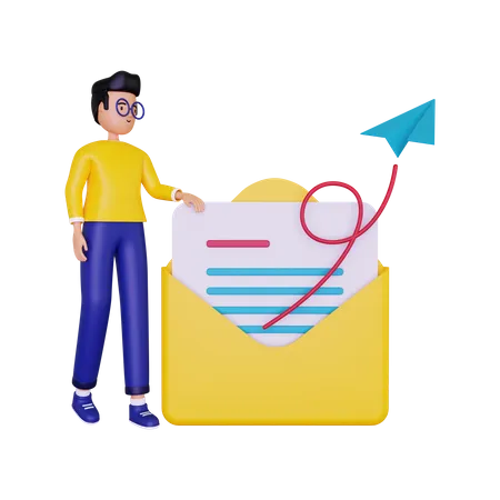 Man Sending Mail  3D Illustration