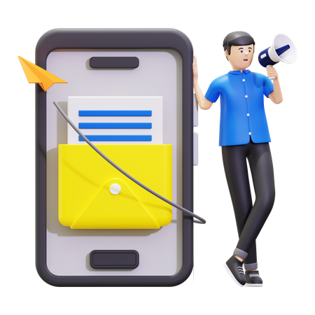Man Sending Marketing Email  3D Icon