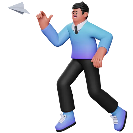 Man Sending Message  3D Illustration