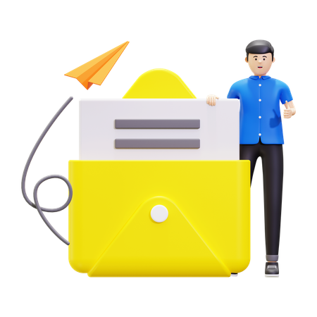 Man Sends Business Email  3D Icon