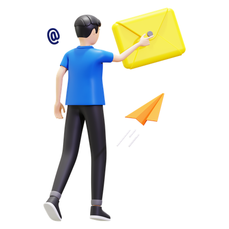 Man Sends Email  3D Icon