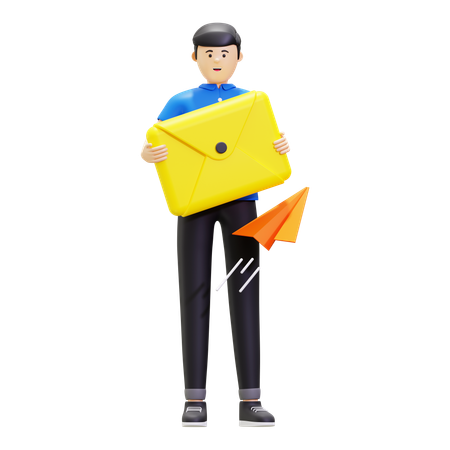 Man Sends Marketing Email  3D Icon