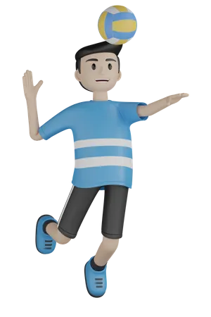 Man Serving Volleyball  3D Illustration