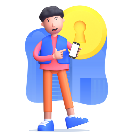 Man setting account password on mobile  3D Icon