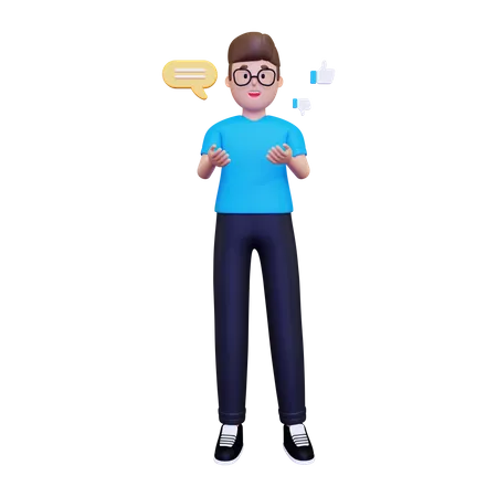 Man sharing opinion  3D Illustration