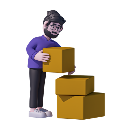 Man Shipments Arrangement  3D Icon