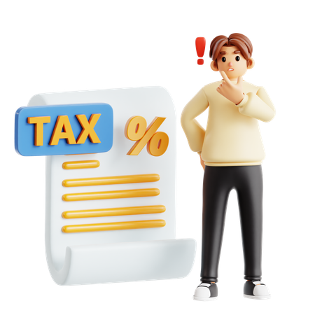 Man Shocked By High Tax Percentage Document  3D Illustration