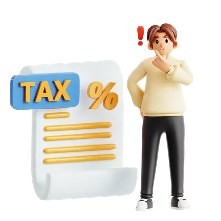 Man Shocked By High Tax Percentage Document  3D Illustration