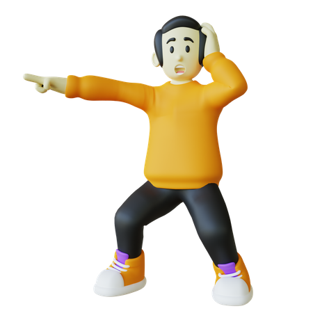 Man Shocking And Pointing Something  3D Illustration