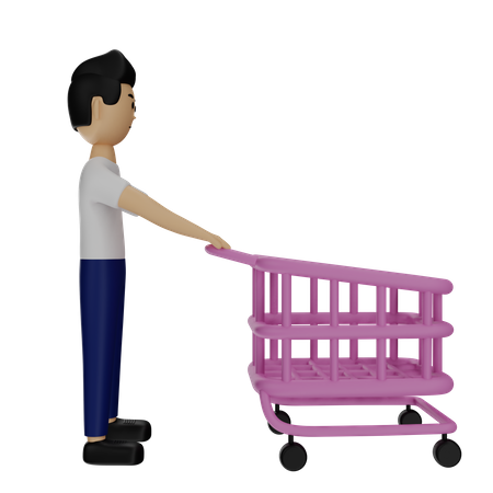 Man Shopping  3D Illustration