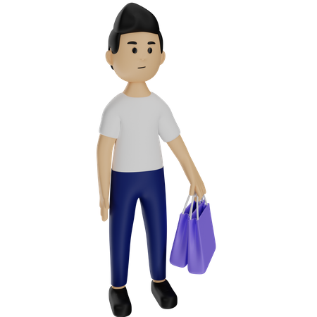 Man Shopping 3D Illustration