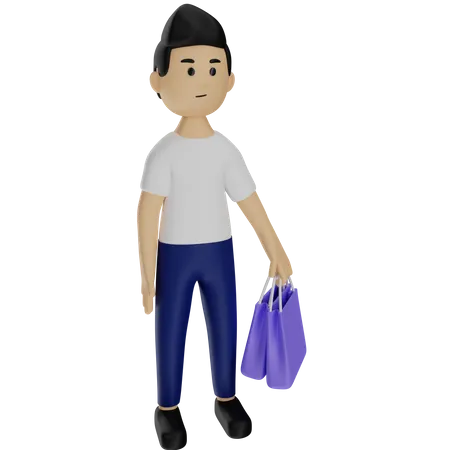 Man Shopping  3D Illustration