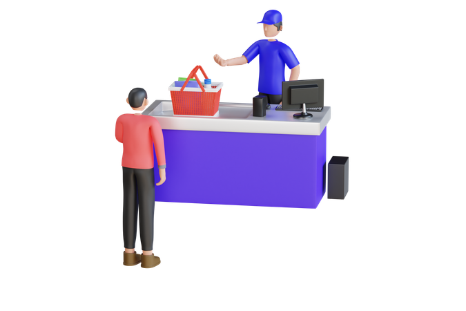 Man Shopping Daily Goods In Store  3D Icon