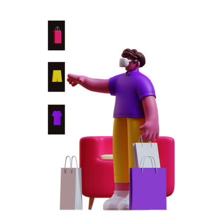 Man shopping in metaverse  3D Icon