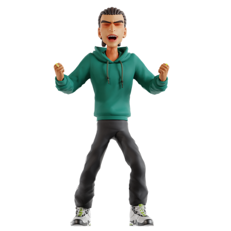 Man shouting before action starts  3D Illustration