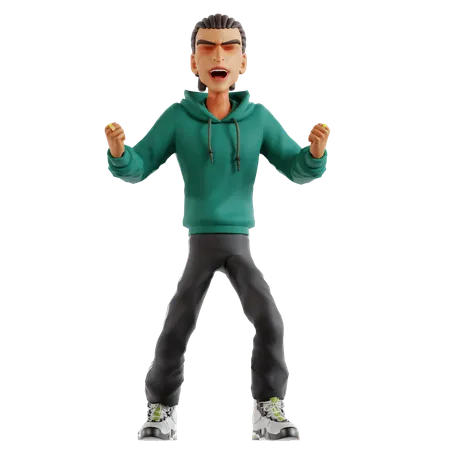 Man shouting before action starts  3D Illustration