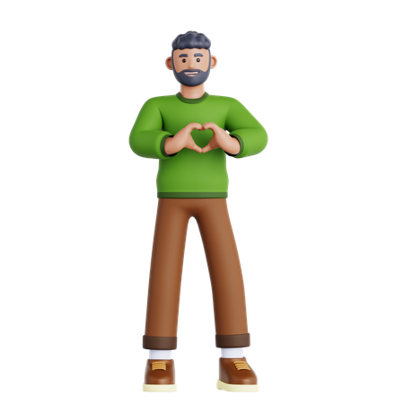 Man Showing a Heart Shape  3D Icon