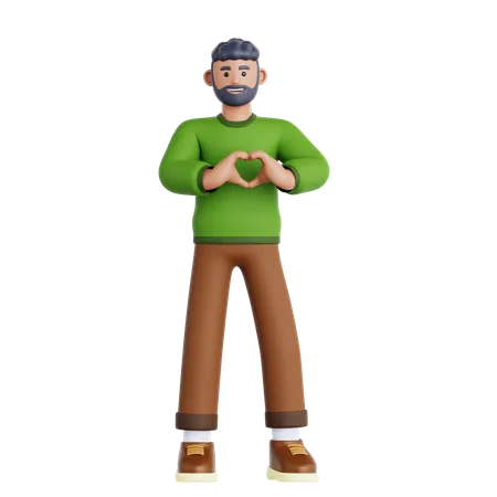 Man Showing a Heart Shape  3D Icon