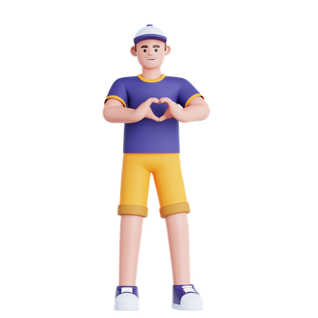 Man Showing a Heart Shape  3D Illustration