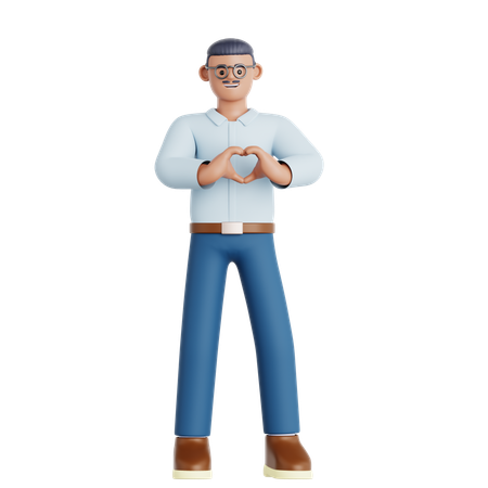 Man Showing a Heart Shape  3D Illustration