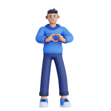 Man Showing a Heart Shape  3D Illustration