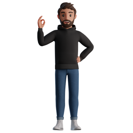 Man showing a OK gesture  3D Illustration