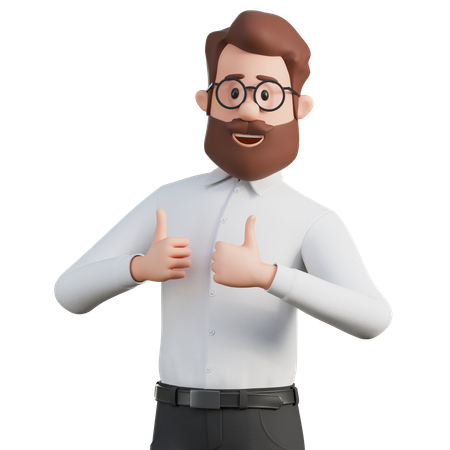 親指を立てたサインをしている男性  3D Illustration