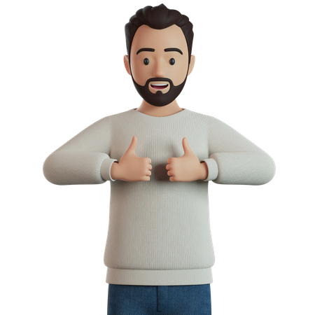 Man Showing A Thumb Up Like Sign  3D Icon