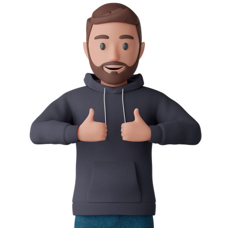 Man showing a thumb up like sign  3D Icon