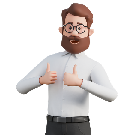 Man showing a thumb up like sign  3D Illustration